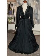 Stunning Vtg M OLGA Full Sweep Sensual Black Nightgown &amp; Robe Peignoir - $225.72