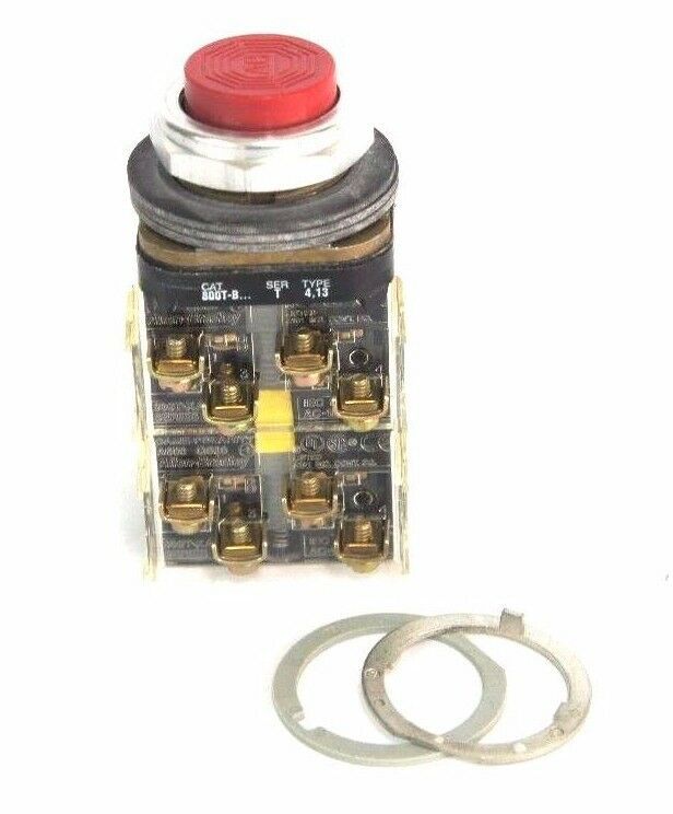 Primary image for NEW ALLEN BRADLEY 800T-B6C PUSH BUTTON RED EXTENDED HEAD SER. T , 4NO - 4NC