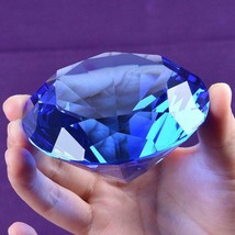 Ship From USA 80mm Blue Crystal Diamond Paperweight Home Wedding Decorat... - £28.08 GBP