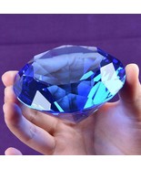 Ship From USA 80mm Blue Crystal Diamond Paperweight Home Wedding Decorat... - £27.75 GBP