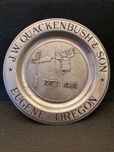 Vintage Wilton Pewter Plate JW Quackenbush &amp; Son Eugene OR Collectible - $17.30