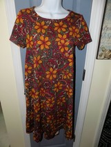 LuLaRoe Burgundy Floral Print Carly Dress Size XXS Women&#39;s EUC - £18.33 GBP