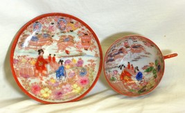 Asian Teacup &amp; Saucer Set Japanese Geisha Girls Japan a - £15.86 GBP