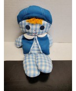 Vintage Fisher Price Toys Blue check Boy Rattle Plush - 11 Inch - £24.68 GBP