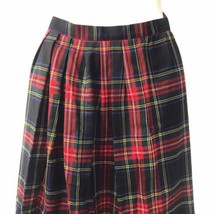 Lands End Red Navy Green Scottish Tartan Plaid Pleated Long 100% Wool Sk... - £18.45 GBP
