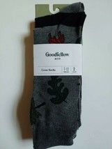 Goodfellow Co Crew Socks Men’s Fall Leaf Theme Gray Black 2 Pairs Size 7-12 New - £4.62 GBP