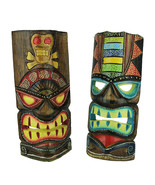 12 inch Tall Hand Crafted Wooden Tiki Totem Wall Mask Set of 2 - £31.30 GBP