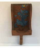 wood wall hanging candle holder sconce with handle  primitive country fa... - $19.75