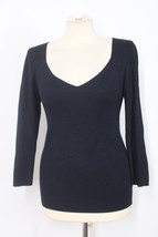 525 America M Navy Blue Ribbed Scoop Neck Sweater Top - £20.77 GBP