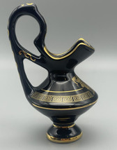 Vintage Stakias Handmade Greek Miniature Urn Ewer Black with 24K Gold 5&quot; Greece - £14.06 GBP