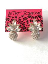 Betsey Johnson Pierced Clear Crystals Pineapples w/ Clear Crystal Leaves  - $15.99