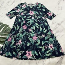 Old Navy Womens Short Sleeve Shift Dress Size L Blue Green Tropical Floral - £13.25 GBP