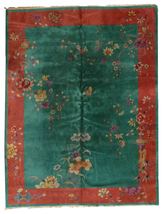 Hand made antique Art Deco Chinese rug 8.10&#39; × 11.7&#39; (273cm x 356cm) 1920s - £8,881.07 GBP