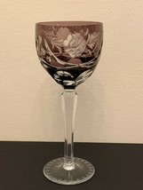 Bohemian Amethyst Cased Cut to Clear Wine Glass - £59.35 GBP