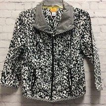 Ruby Rd. Womens Windbreaker Jacket Black White Leopard Print Full Zip Po... - £5.47 GBP