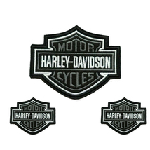 Harley Davidson Classic Gray Logo Sew-on 9&#39; X 7&#39; embroidery Patches Pack of 3 pc - £17.67 GBP