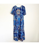 Vtg Tropical Maxi Blue Dress Muumuu Hawaiian Floral EUC Handmade L XL - $567.66 MXN
