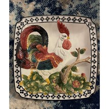 Vintage 13&quot; Rooster Chicken Ceramic Porcelain Divided Platter CBK Ltd Tray Dish - £22.41 GBP