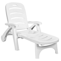 Patiojoy Folding Chaise Lounge Chair Adjustable Recliner 5-Position White - £157.26 GBP
