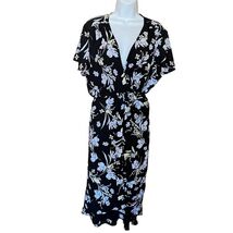 Worthington Womens Plus Sz 2XL Black/White/Yellow Wrap Front Floral Dress - $454.76 MXN