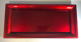 Red Plastic Holiday Charger Plate Beaded Edge Rectangle 6 1/2”X14”NEW-SH... - £10.79 GBP