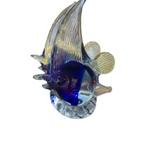 Angel Fish Double Art Glass Paper Weight Letter Holder Clear Blue Collectibles - £18.44 GBP