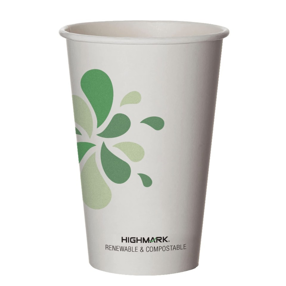 Highmark® Renewable Hot Drink Cups, 16 Oz, White/Green/Black, Pack Of 50 - $21.70