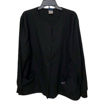Cherokee Workwear Black 3-Pocket Snap Front Scrub Jacket Top Womens Extr... - $15.00