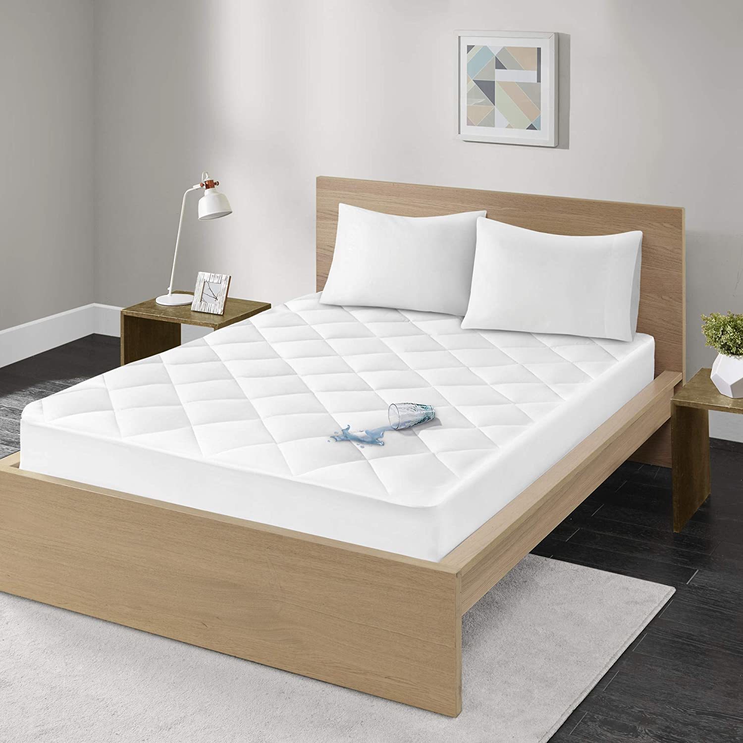 Madison Park Quiet Nights Mattress-Cover-Protector | 300 Thread Count, White - $43.99