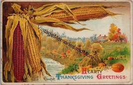 Hearty Thanksgiving Greetings Vintage Embossed Postcard PC337 - £3.97 GBP