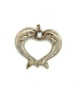 Vintage Sterling Signed Kabana Navajo Two Dolphin in Heart Shape Charm P... - £31.38 GBP