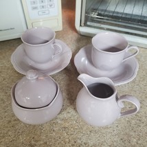 Mikasa Rondo Lavender Glow Tea Coffee Cups Saucers Creamer Sugar Bowl w Lid SET - £39.76 GBP