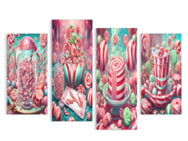 NEW! Ready To Hang 4 Panel The Peppermint Tarot  Wrapped Canvas WOW!  - £71.76 GBP