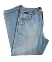 Rocawear Jeans 42 x 34 Men&#39;s Light Wash Cotton High Rise Straight Leg Logo - £17.69 GBP