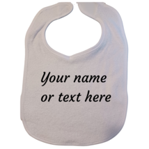 Personalized Embroidered Baby Bib Terry Cotton Bibs Unisex - £10.24 GBP