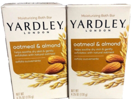 Yardley Oatmeal &amp; Almond Moisturizing Bath Bar  2 Bars YARDLEY LONDON - £3.94 GBP