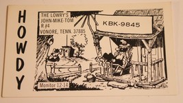 Vintage CB Ham Radio Card KBK 9845 Vondore Tennessee  - £3.89 GBP