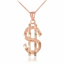 Solid Rose Gold 10K Dollar Sign Money Pendant Necklace Baller Pimp - £86.21 GBP+
