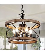 Bella Depot 5-Light Rustic Cage Wood Chandelier Dimmable Lighting Adjust... - $134.94