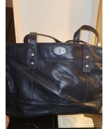 Fossil Black Leather Satchel Bag 16 x 4.5 x 11 Shoulder Purse - $23.19