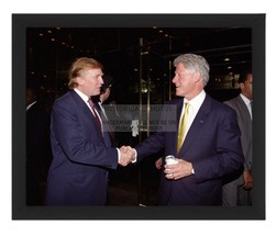 President Donald Trump Shaking Hands With Bill Clinton 2000 8X10 Framed Photo - $19.99