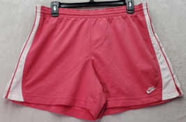 Nike Sportswear Shorts Womens Large Pink Dri Fit Elastic Waist Drawstring Logo - £10.95 GBP