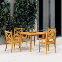 vidaXL Solid Acacia Wood Garden Dining Set: Square Table & Chairs, Brown - $601.49