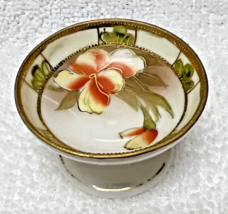 Vintage Nippon Orange Yellow Hand Painted Floral w Gold Moriage Open Sal... - $18.32