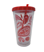 Coca-Cola Red Paisley Double Wall  16 oz Insulated Tumbler Hot Cold Chiller - £6.26 GBP