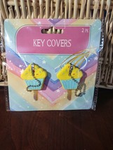 Key Covers Yellow/Teal Cupcakes 1ea Pk of 2-Brand New-SHIPS N 24 HOURS - £9.38 GBP