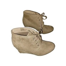 Arizona Jean Co Taupe Lilly Faux Suede Wedge Ankle Booties Size 6 - £18.35 GBP