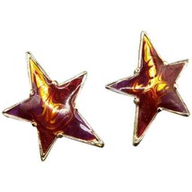 Retro Enameled Brown Color Tones Pierced Earrings Gold Tone Back Vintage Style  - £6.61 GBP