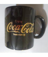 Coca-Cola  Black Cermaic Coffee Mug with Gold Enjoy Coca-Cola 10 ounces - $4.70