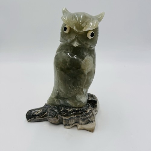 Alabaster Owl Sculpture Figurine Bird 8in Italy Marble Large Vintage Hand Carved Item image 9
